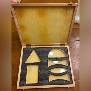 United Scientific Acrylic Prisms Lenses Science Set In Wood Box Marked 5